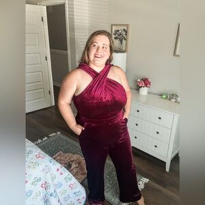 Baltic Born Burgundy Velvet Cleopatra Jumpsuit